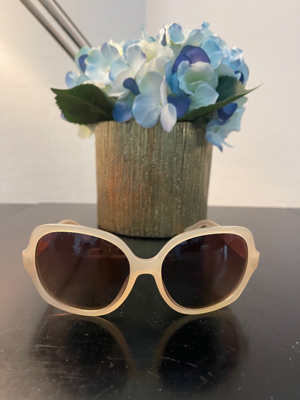 Classic Cream Calvin Klein Women's Sunglasses with Brown Lenses